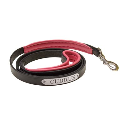 BLACK PINK PADDED LEATHER DOG LEASH 5