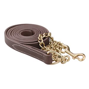 HAVANA LEATHER LEAD W / SOLID BRASS CHAIN