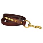 DUAL HAVANA LEATHER LEAD W / SOLID BRASS SNAP & PLATE